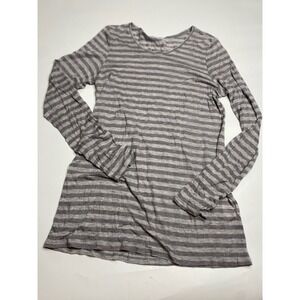 Eileen Fisher Women's Medium Super Soft Micro Modal Long Sleeve Gray Stripe Top